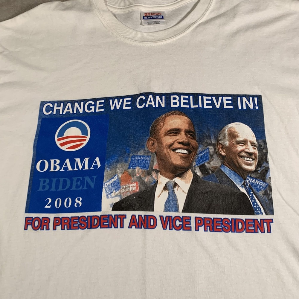 Vintage Obama Biden Shirt Mens Large 2008 Election Presidential Campaign Tee 00s - Picture 2 of 7